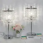Crystal Table Lamp Set of 2 Touch Control, Crystal Lamps with USB Ports Elega...