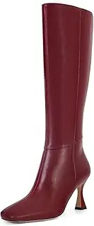 [Dsevht] Black Leather Knee High Boots for Women Stiletto Kitten Heeled Sexy Boots Square Toe and Side Zipper Design Fashion Dress Boots