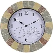 Clocks Outdoor with Temperature and Humidity Outdoor Clocks for The Garden Wall Mounted Waterproof Moistureproof and Dustproof