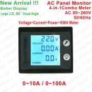 AC110V 220V Digital LCD 10A 100A Watt Power Meter Volt Amp Ammeter Voltmeter +CT