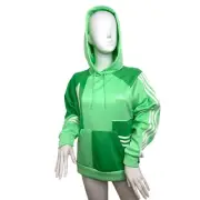 Adidas Originals Women’s Hoodie XS Green Color Block IC2380 Trefoil Logo Drawcor