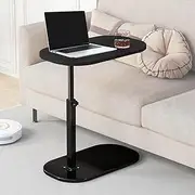 Small C Shaped Side Table, Height Adjustable C Shaped End Table for Sofa and Bed, Couch Side Tables That Slide Under, Space-Saving Slide Under Sofa Table for Living Room Bedroom (Black)