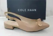 Cole Haan Menlo Skimmer Slingback Flat Sandals Brush Leather Nude Size 7.5