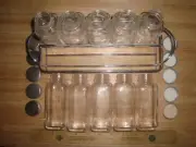 SPICE RACK 10 GLASS BOTTLES WITH LIDS - METAL SPACE SAVING RACK
