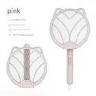 Pink 4-in-1 Foldable Electric Mosquito Swatter - Rechargeable Bug Zapper with UV