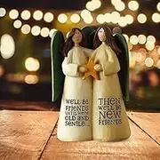 qzjijosen Celebrating Friendship Gifts,Memorial Friendship Sisters Friends Sculpture Decoration,We'll Be Friends Angels Figurines Forever My Friend Sympathy Gifts for Women Girls (B)