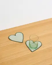 Sage & Olive 100% French Flax Linen Heart Coasters (Set of Two)