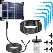 zolyet Solar Auto Drip rigation System Solar Powered Drip rigation Kit Built-in 2200mAh Battery Supported 30 Pots 7 Timer Modes IP65 Self Watering DIY rigation Set for Indoor Green White