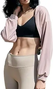 [Generic] Deviwear Pilates Bolero Cardigan Open Front Active Long Sleeve Yoga Workout Cropped Top DEVI-O0016