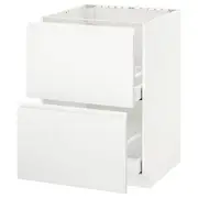 METOD / MAXIMERA base cab f sink+2 fronts/2 drawers, white/Voxtorp matt white, 60x60x80 cm