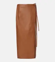 [The Row] The Row Bert leather wrap skirt AU 12 brown