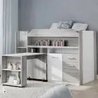 CAPE SINGLE LOFT MIDI SLEEPER CABIN BUNK BED DESK CUPBOARD WHITE and GREY