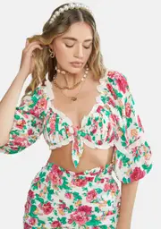 [For Love & Lemons] Ivory Becca Crop Top