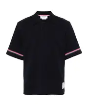 Thom Browne RWB-Striped Short Sleeved Polo Shirt 0,1,2,3,4 navy blue