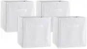 [DII] Foldable Fabric Storage Containers for Nurseries, Offices, Closets, Home Décor, Cube Organizers & Everyday Storage Needs, (Large - 11 x 11 x 11) White - Set of 4