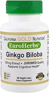 California Gold Nutrition, Ginkgo Biloba Extract, Euroherbs, 120 Mg, 60 Veggie Caps, Milk-Free, Egg-Free, Fish-Free, Gluten-Free, No Artificial Colors