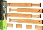 Bamboo Drawer Dividers, Expandable Drawer Separators Splitter(43-56cm), Adjus...