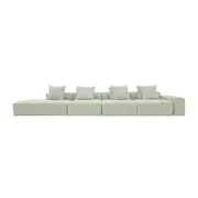 [James Lane] Riley Linen Oatmeal Modular Sofa - 1x Arm, 3x Armless, 1x Left Terminal