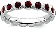 [JewelryWeb] 3.5mm 925 Sterling Silver Bezel Polished Stackable February Crystal Ring Size 5-Stackable-Ring for Women