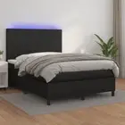 NNEVL Box Spring Bed with Mattress&LED Black 137x190 cm Double Faux Leather