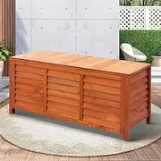 LI LIVSIP Fir Wood Storage Deck Box Bench, Large Outdoorr Storage Box Container Bench Cabinet for Cushion Pillow Toys Garden Tools