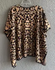 NWT Beautiful Chico's Leopard Print Tie Front Knit Ruana Wrap S/M