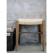 Rustic Woven Stool Rubberwood Frame & Wicker Seat by Chic Antique