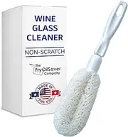 Flute and Stemware Wine Glass Cleaning Brush, Non-Scratch Soft Foam Bristles & Dishwasher Safe, Glass Cleaner Brush for Crystal Glasses, Champagne Glass Bottle, Mugs & Tumblers by FryOilSaver Co. B61C