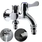 1/2PCS Faucet 1 in 2 Out Double Head Wall Mounted Washing Machine Water Tap