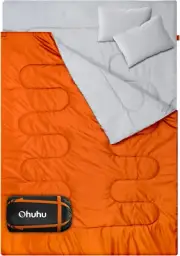 Double Sleeping Bag for Adults with 2 Pillows, Queen Size Two Person Sleeping Ba