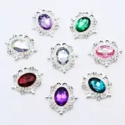 30x34mm Acrylic Rhinestone Button Silver Alloy Buttons Craft Embellishment 10Pcs