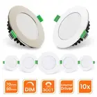 Recessed LED Downlight Kit Dimmable Tri-color IP44 70-105mm Flat Concave Spot