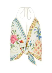 Farm Rio Grandma Gift Embroidered Halterneck top - Multicoloured - XS XS