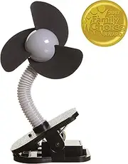 Dreambaby Baby Cooling Fan - Flexible Neck Clip-On Fan with Soft Foam Blades - For Prams, Strollers & Cribs - Black