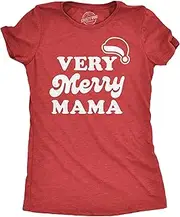 [Crazy Dog T-shirts] Womens Very Merry Mama Tshirt Cute Christmas Santa Hat Holiday Party Tee For Mom