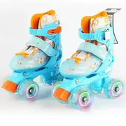 SizeS Ice Blue Roller Skates 4 Sizes Adjustable Double-row Roller Skating Shoes Roller Skates,Suitable For Beginners