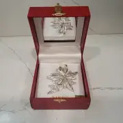 Napier Vintage New In Box Silver Tone Flower Brooch Scarf Pin Rhinestones
