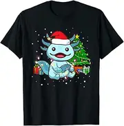 [X.Style] Gamer Christmas Tree Kids Boy Youth Pajamas Cute Axolotl ds1293 T-Shirt Black