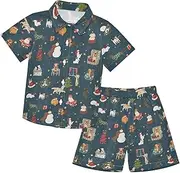 [Caihoyu] Big Boy Outfits Shirt Short Sets Baby Boy Clothes Summer Print Shirt Outfits Clothes