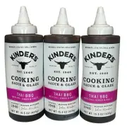 3 Kinder's Thai BBQ Cooking Sauce Chili Ginger & Garlic Handcrafted 15.5oz