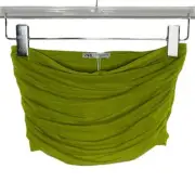 Zara S NEW Womens Ruched Chiffon Tub Top Tank Strapless Green