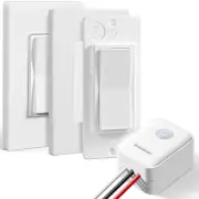 3 Way Wireless Light Switch and Receiver Kit, Decorator Rocker Wall Switch, 15 A