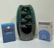 Ceramic Backflow Incense Burner with Backflow Cones Meditation House Cleansing