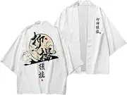 [WaiYeeHei] Asian Size Mens 3/4 Sleeve Kimono Yukata Tops Shirts Ethnic Crane Print Japanese Style Loose Retro Casual