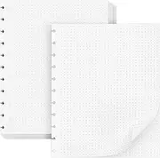 VOKOY 120 Sheets/240 Pages Letter Size Discbound Dotted Planner Refill Paper, A4 Loose Leaf Paper White 11-Disc Thicker Dotted Grid Refillable Planner Inserts, 8.5 X 11 Inch, 120gsm