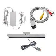 Wii Mini Cables Set AV Audio Video Cable Wired Sensor Bar Wall Power AC Wii