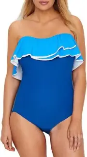 Coco Reef Womens Contours Agate Ruffle Bandeau One Piece Swimsuit 34 C