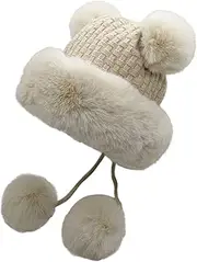 [Generic] Snow Hat Hat Cute Thick Knitted Warm Ear Hat Winter Wool Women's Baseball Caps Baseball Hat