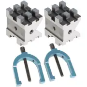 Machinist V-Blocks 2-3/8" × 2-3/4" × 2" Clamp Set Hardened Steel New