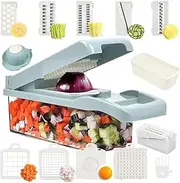 Vegetable Chopper, Onion Chopper, 15 in 1professional Food Chopper Multifunctional Vegetable Chopper and Slicer, Dicing Machine, Adjustable Vegetable Cutter with Container-Blue